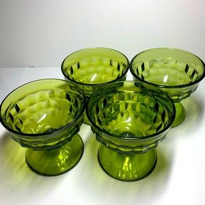 Set of 4 Green Glass Coup Glasses